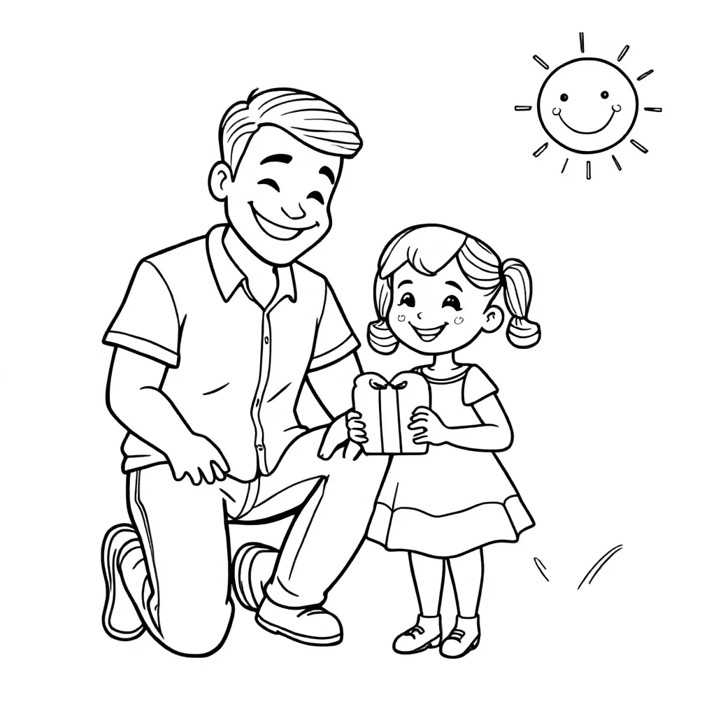 Een Vader En Dochter Voor Vaderdag coloring page for children