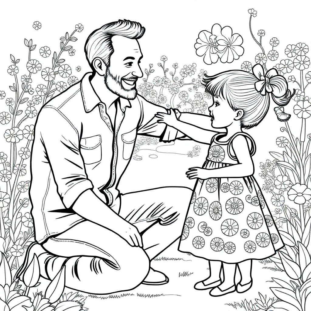 Een Vader En Meid coloring page for children