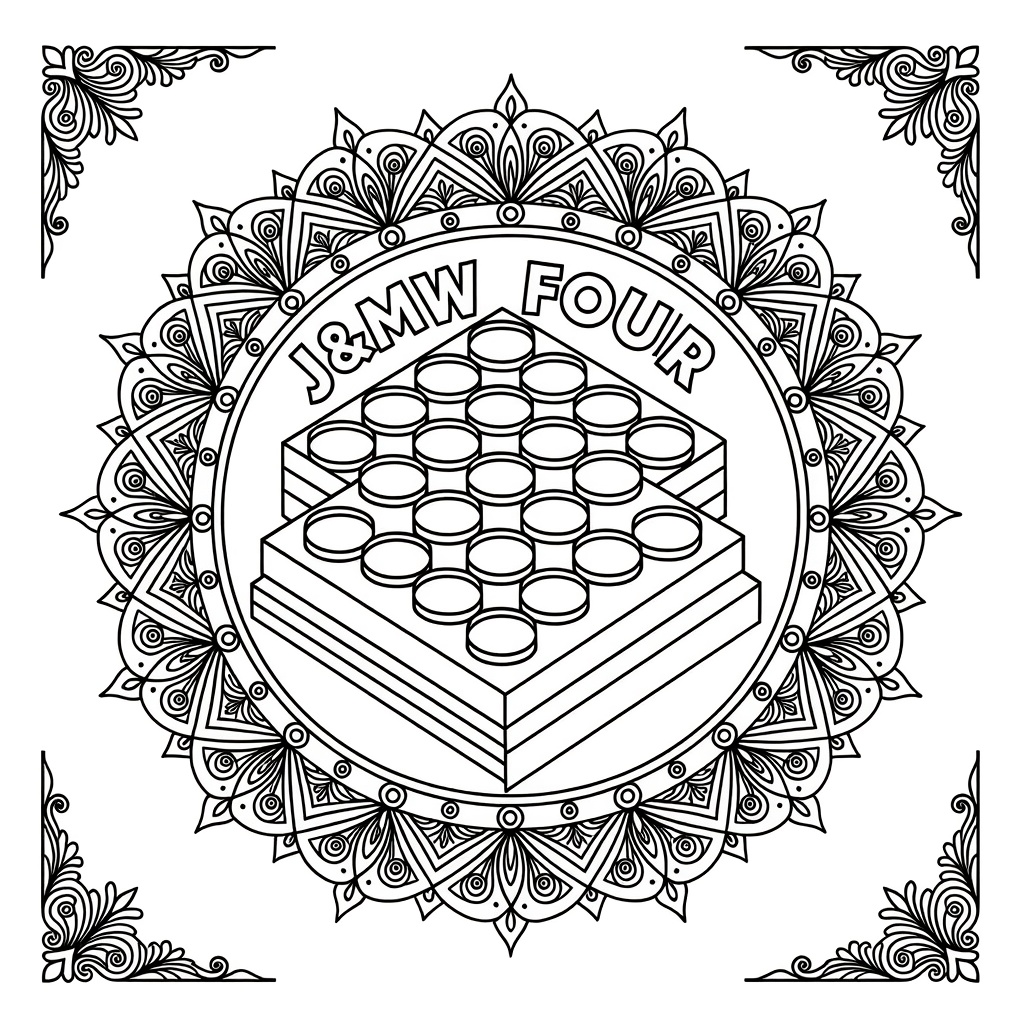 een vier op een rij bordt en daar de tekst in coloring page for children