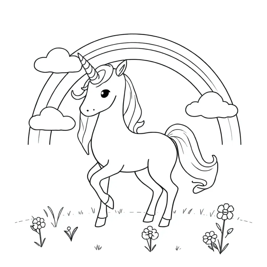 Plantilla de Coloreado Unicornio Gratis para Niños