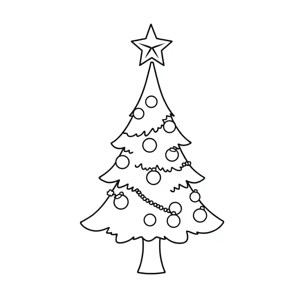 Eenvoudige Kerstboom Met Ster coloring page for children