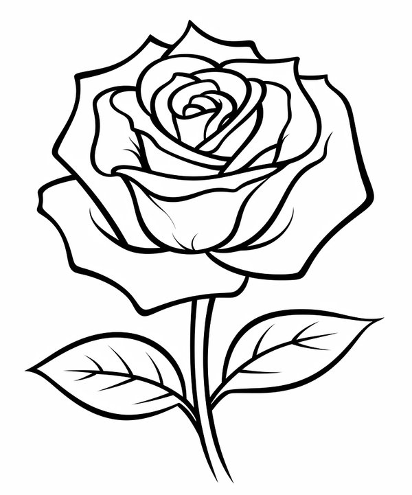 Eenvoudige Roos coloring page for children