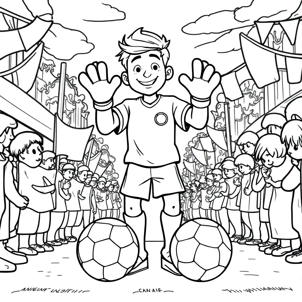 Voetbalkeeper bij een redding kleurplaat voor kinderen