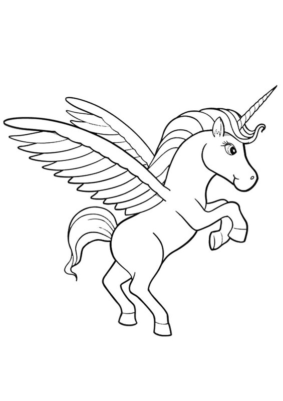 Einhorn mit Flügeln coloring page for children