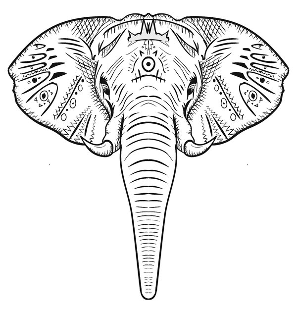 Elephant Head coloring page for children