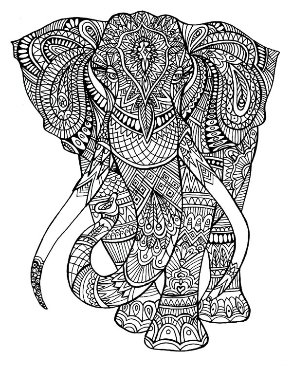 Elephant Mandala coloring page for children