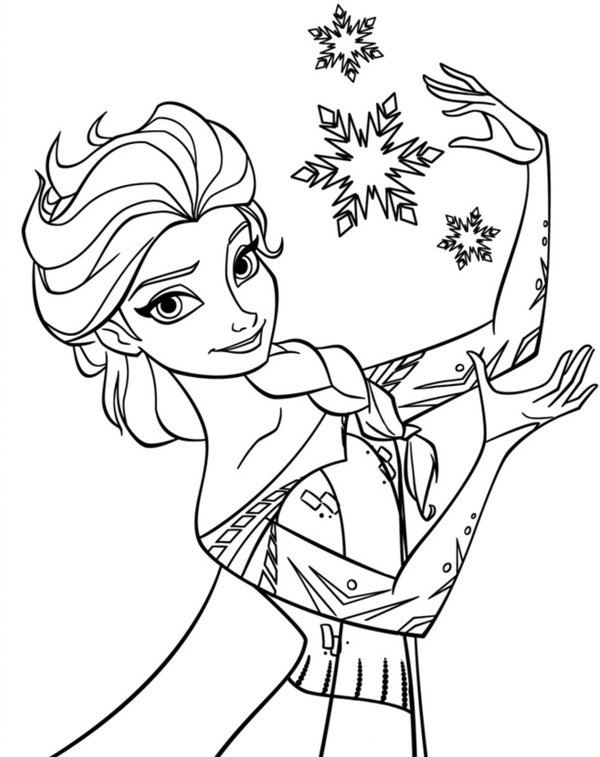 Elsa Hace Magia Con Los Cristales De Nieve coloring page for children