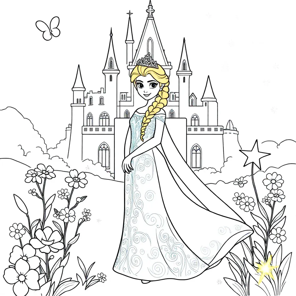 elsa kasteel kleurplaat voor kinderen