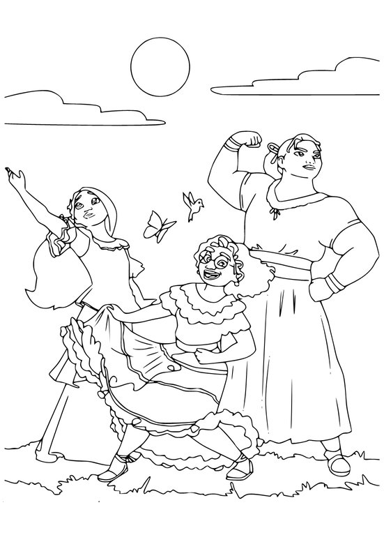 Encanto Isabela Mirabel Luisa coloring page for children