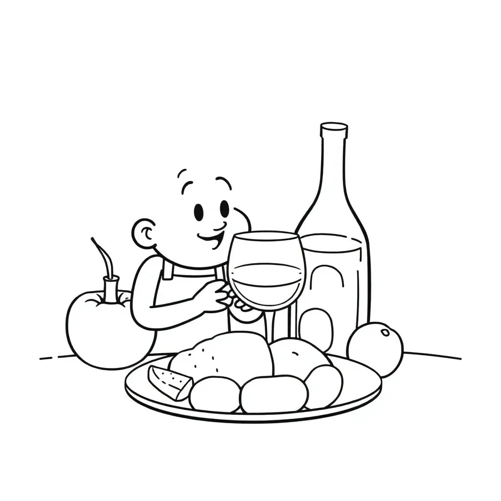 Eten Drinken Gezond Voedsel Maaltijd coloring page for children