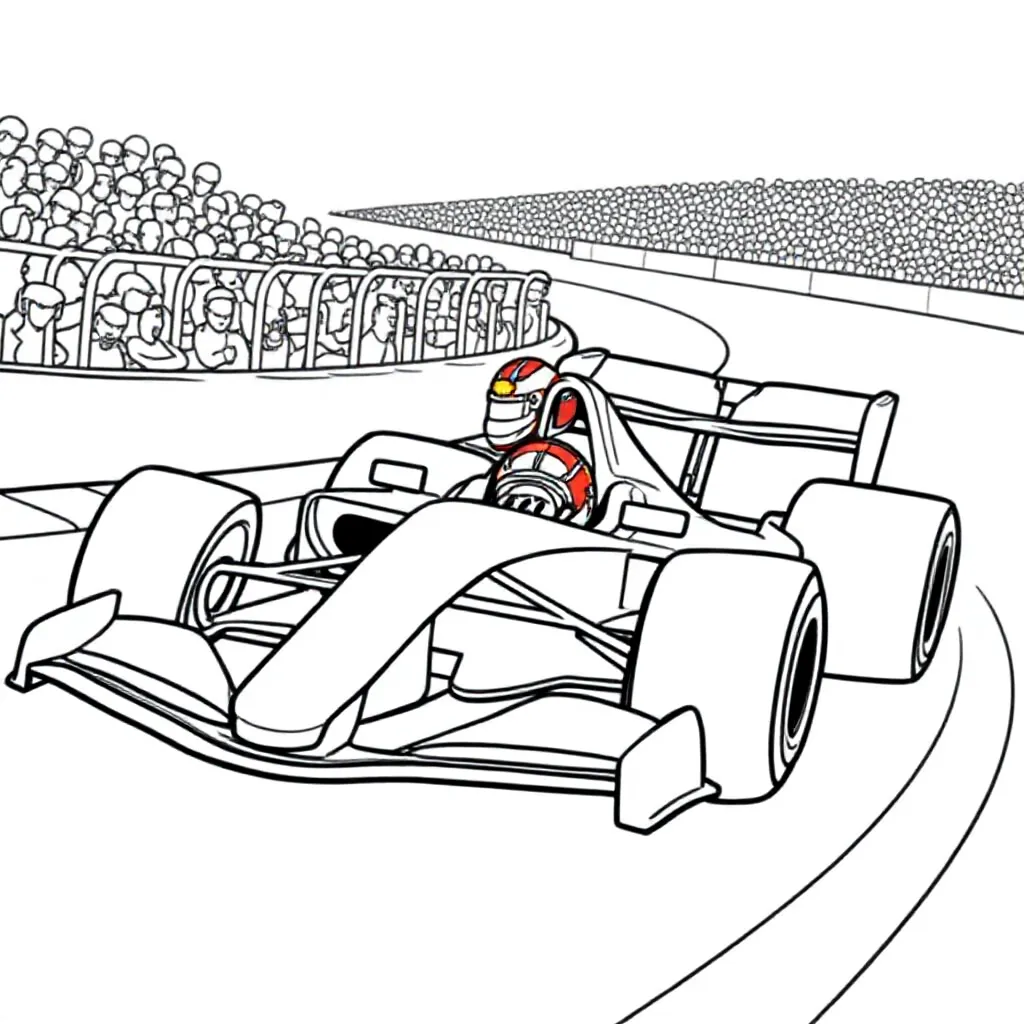 F1 auto Max Verstapen kleurplaat voor kinderen