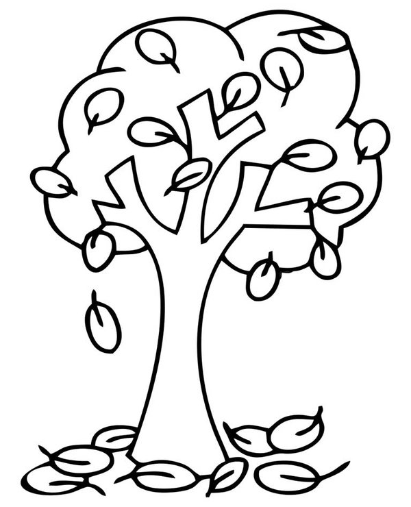 Fall Trea Losing Leaves coloring page for children