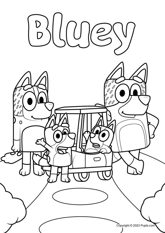 Plantilla de colorear Foto Familiar Bluey