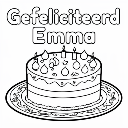 Feestelijke taart kleurplaat voor kinderen