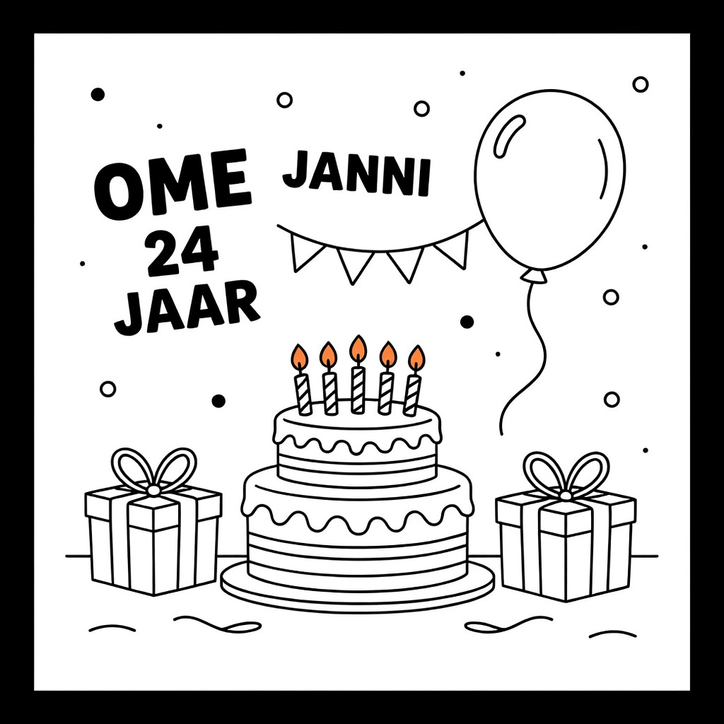 Plantilla de colorear de pastel de cumpleaños festivo para niños