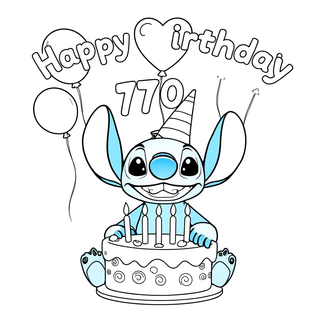 buon 70 compleanno con stitch