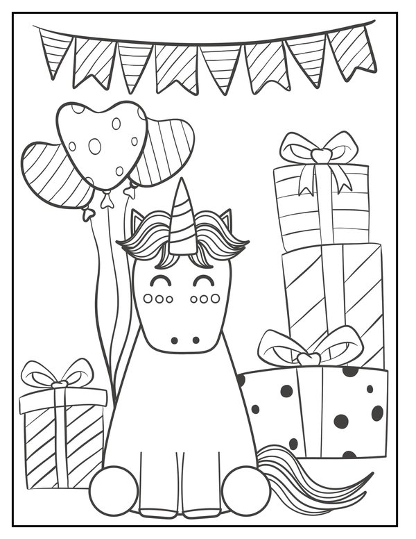 Feliz Cumpleanos Unicornio coloring page for children
