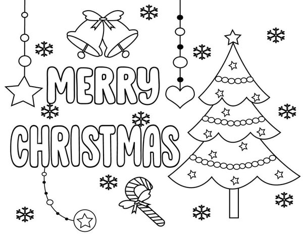 Feliz Navidad Con Arbol De Navidad coloring page for children