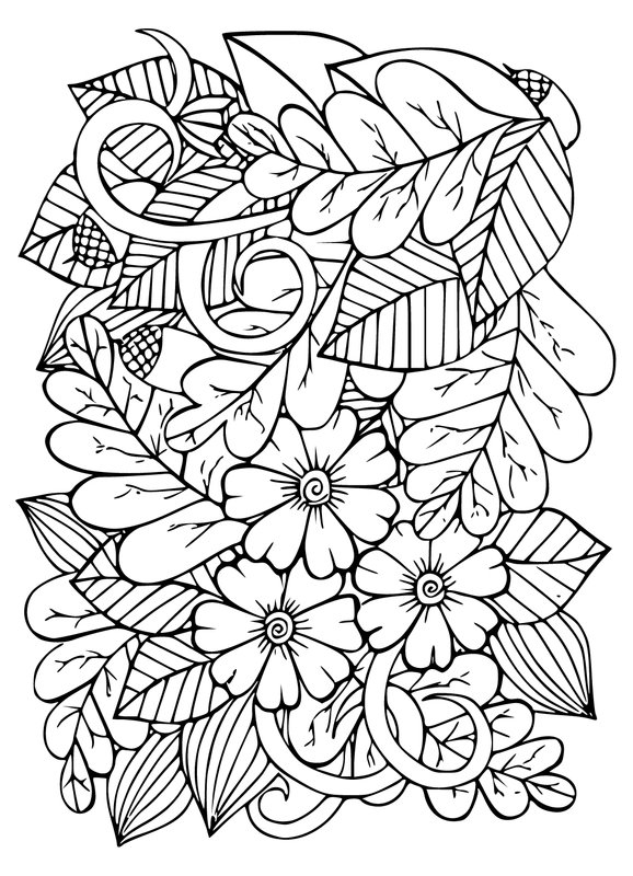 Feuilles Et Fleurs D Automne coloring page for children