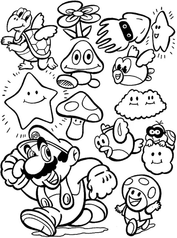 Figuras de Mario coloring page for children
