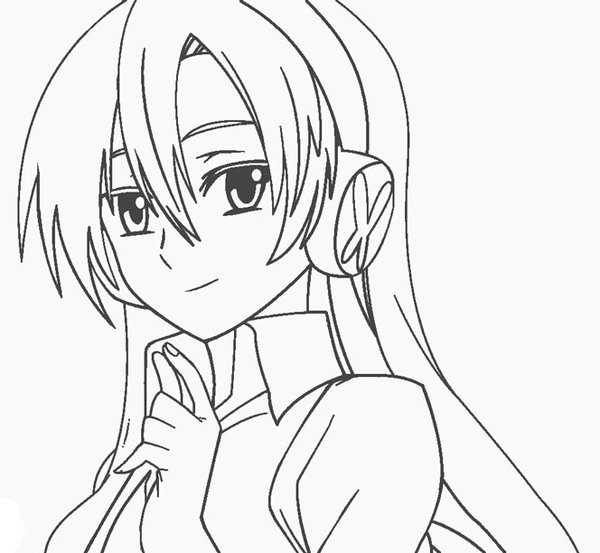 Fille Anime Avec Casque D Ecoute coloring page for children