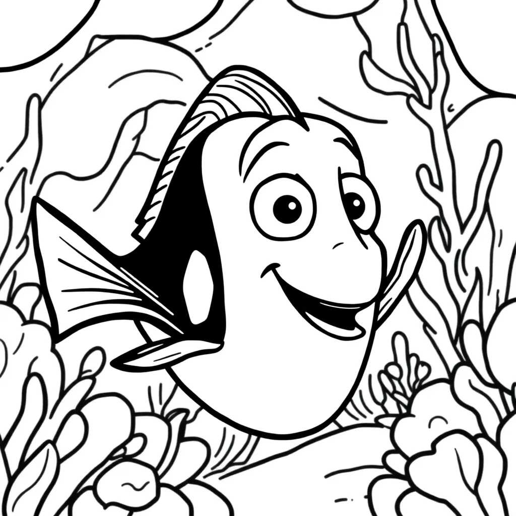 Finding Dory Pixar Animatie Zee Avontuur coloring page for children