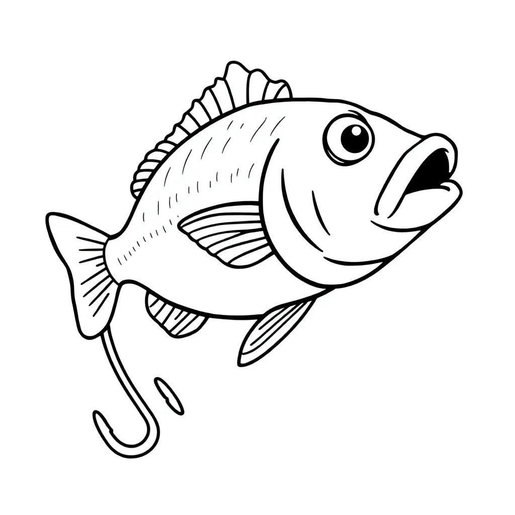 Fish Hooks Cartoon Tekenen Creatief Kinderen coloring page for children