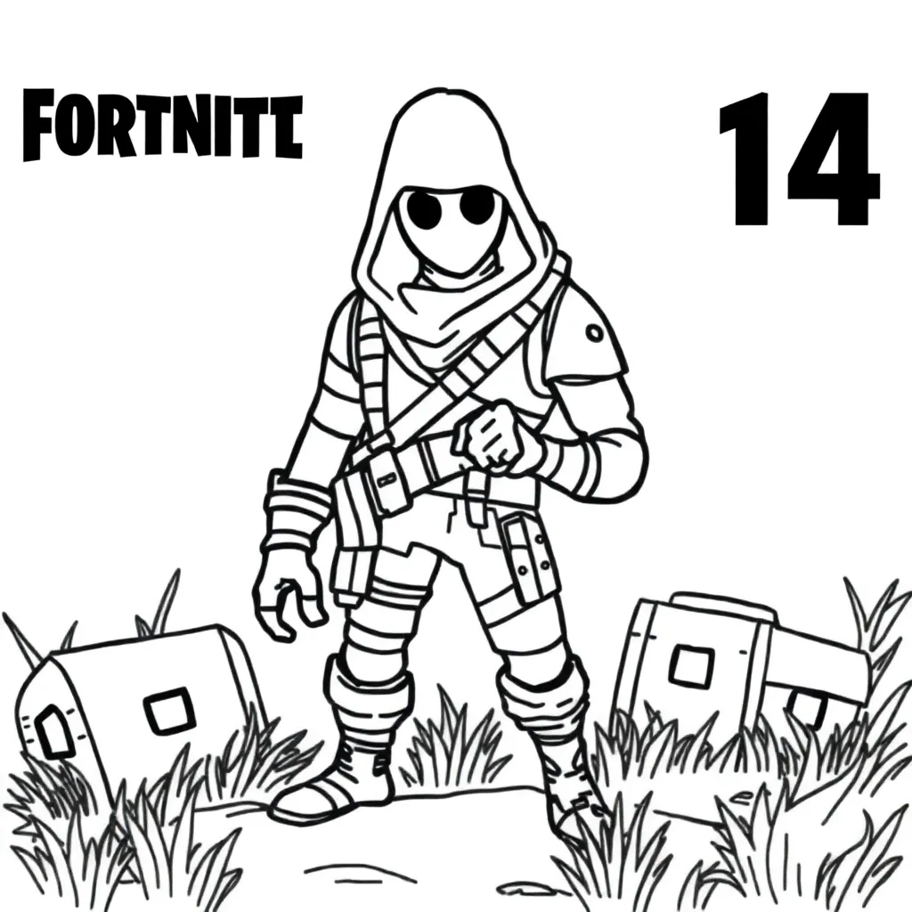Fortnite Battle Royale Gaming Personages Actie coloring page for children