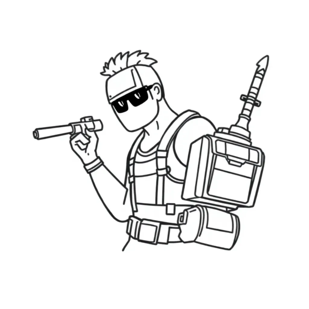 Fortnite Battle Royale Gaming Personages Actie coloring page for children