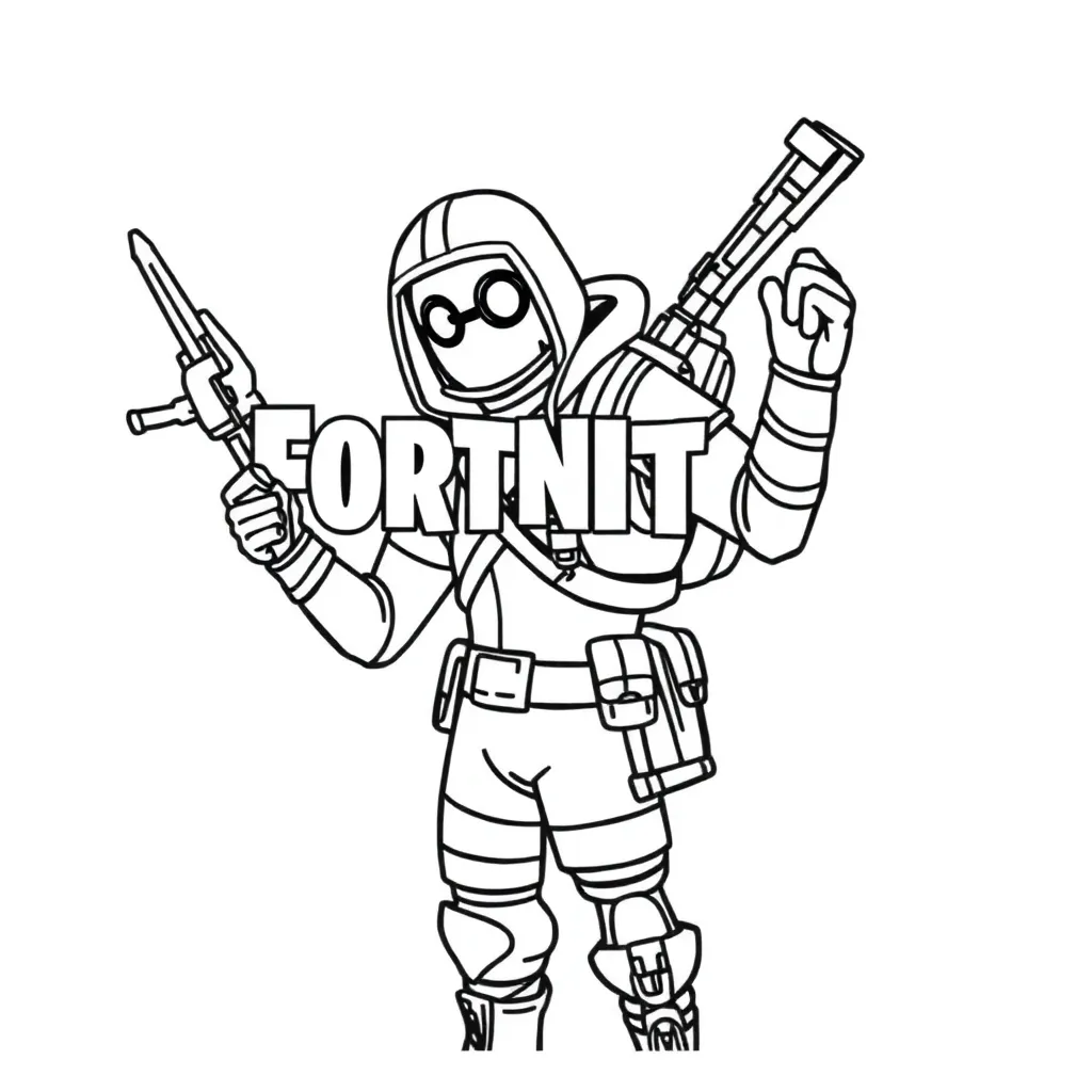 Fortnite Battle Royale Gaming Personages Actie coloring page for children