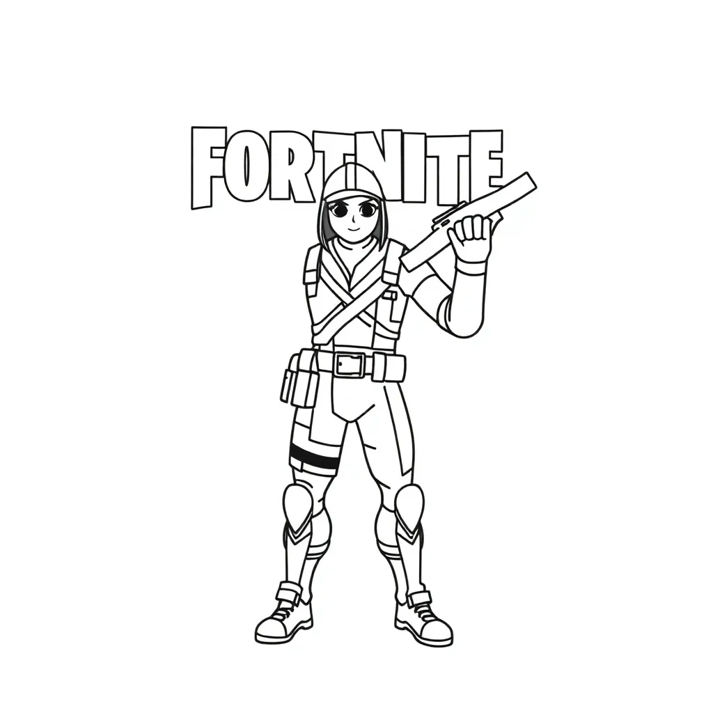 Fortnite Battle Royale Personages Gaming Actie coloring page for children