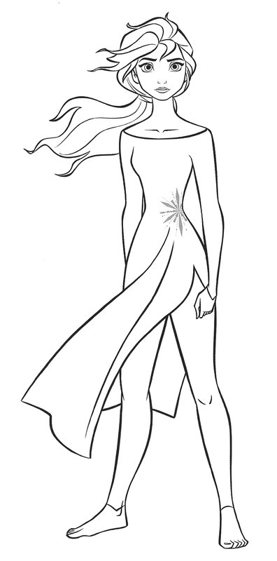 Frozen 2 Elsa Con Vestido Sencillo coloring page for children
