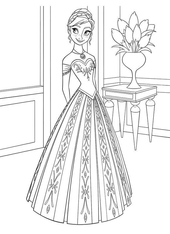 Frozen Anna De Pie En La Habitacion coloring page for children