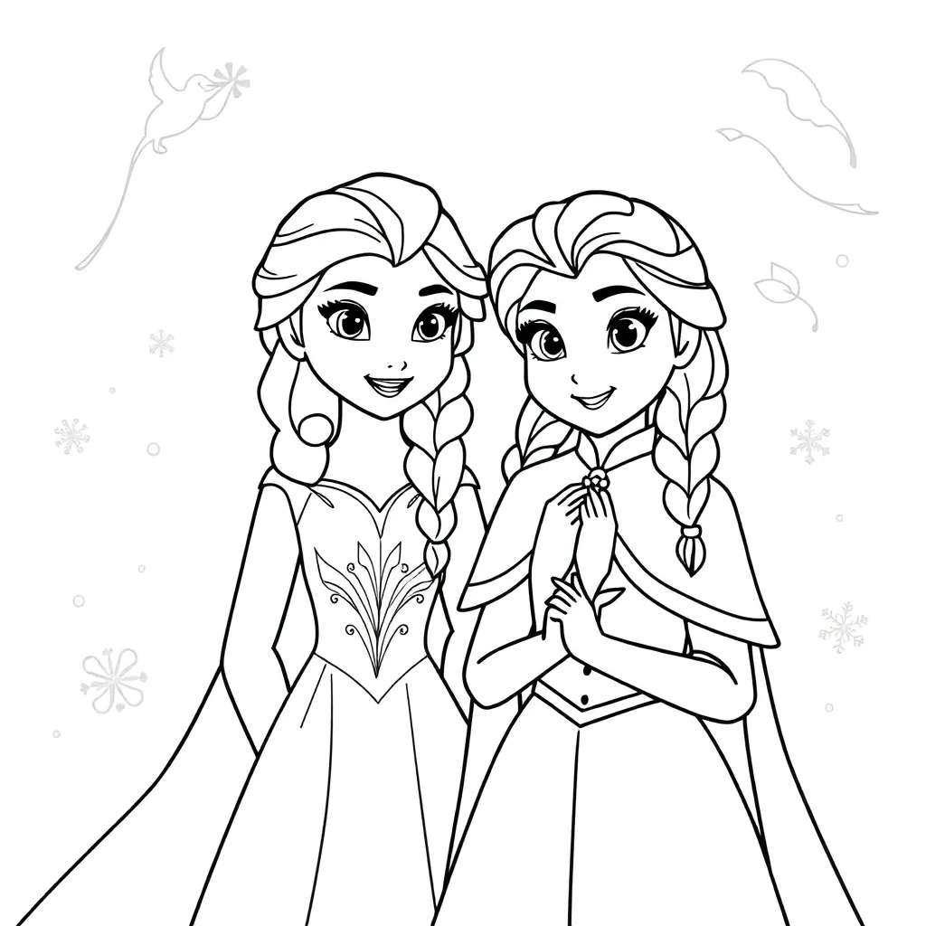 Frozen Anna Elsa Disney Avontuur coloring page for children