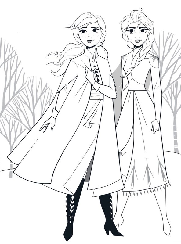 Frozen Anna Elsa Im Wald coloring page for children