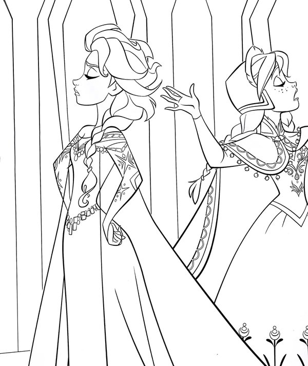 Frozen Anna Elsa Ruzie coloring page for children