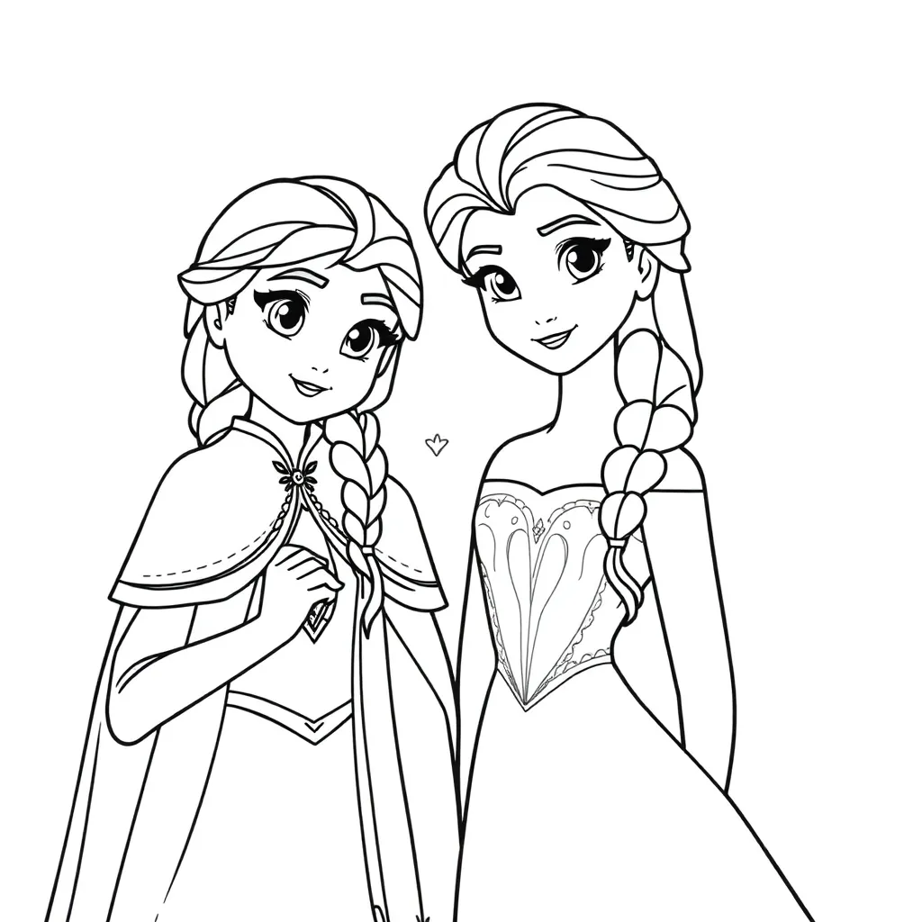 Frozen Anna Elsa Sprookjes Disney coloring page for children