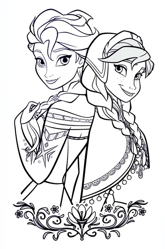 Frozen Elsa Anna Ornament coloring page for children