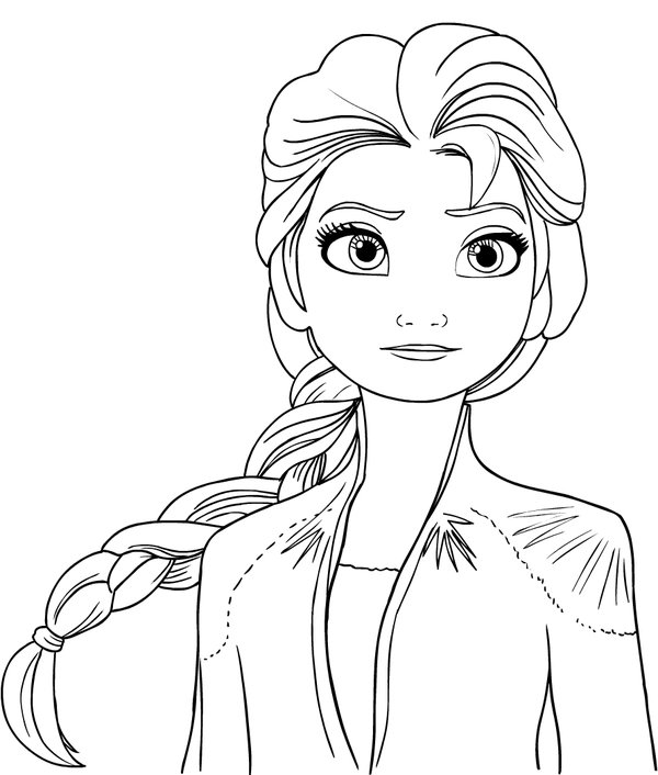 Frozen Elsa Braid coloring page for children
