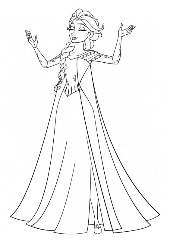 Frozen Elsa Hande Hoch coloring page for children
