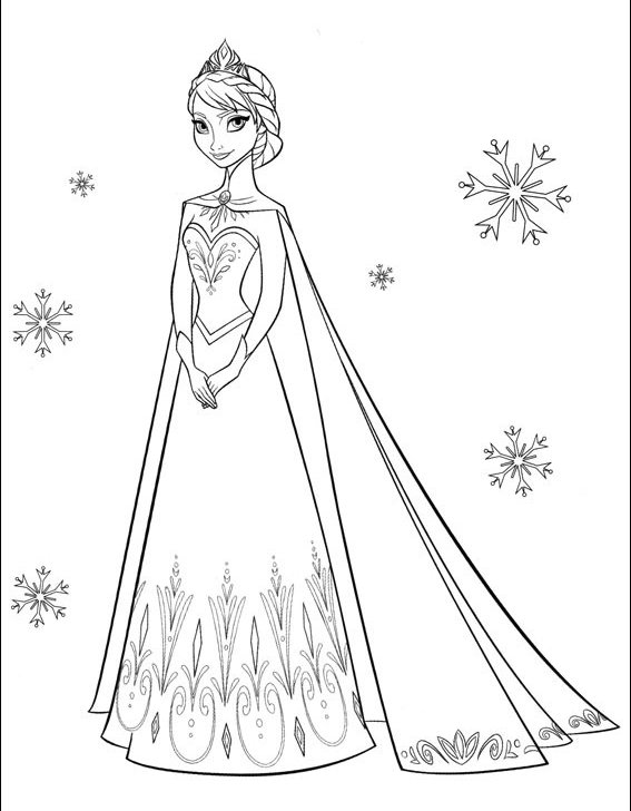 Frozen Elsa Sneeuwkoningin Jurk coloring page for children