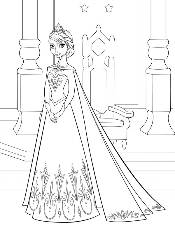 Frozen Elsa Vor Der Krone coloring page for children