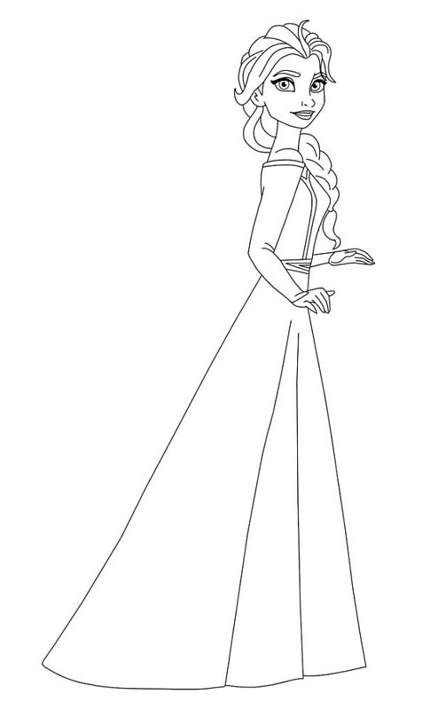 Frozen Elza Simple Dress coloring page for children