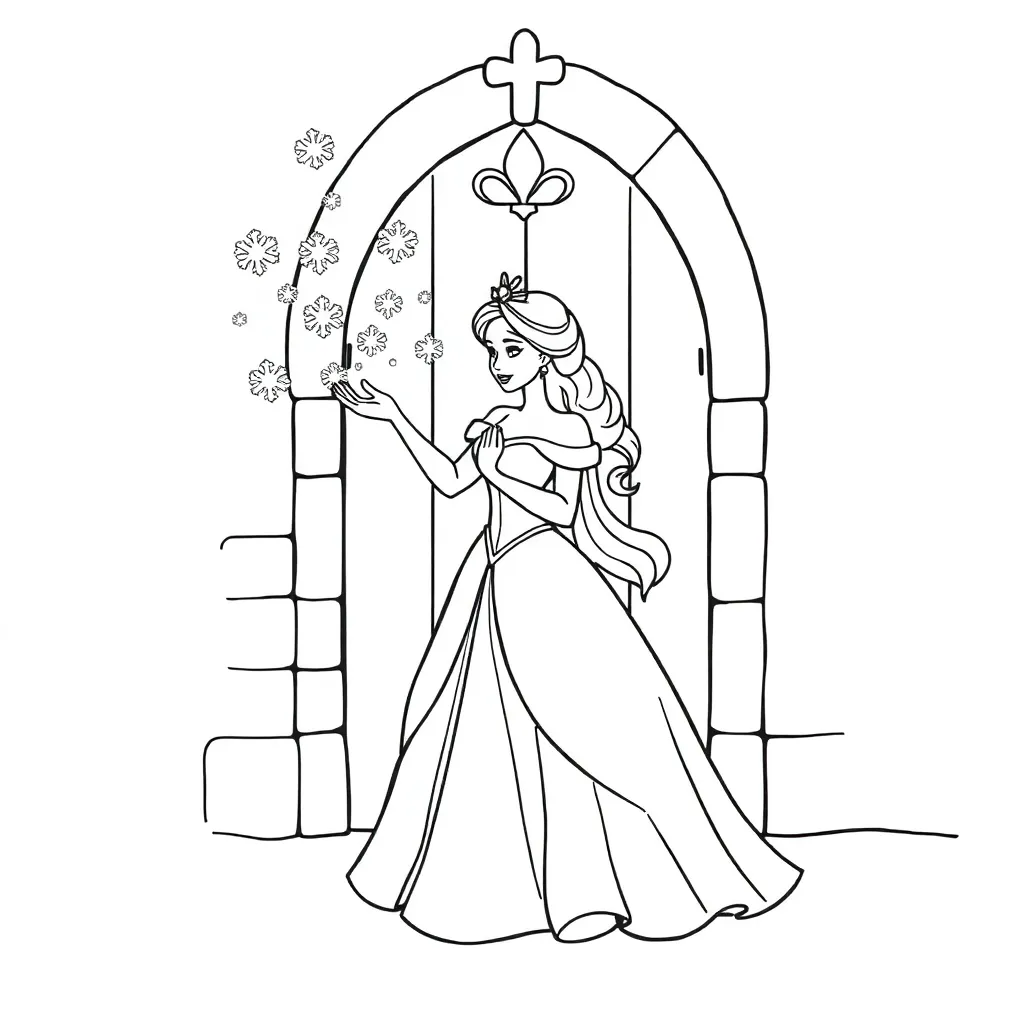 Free Frozen Princess Snowflakes Winter Fairytale Coloring Pages