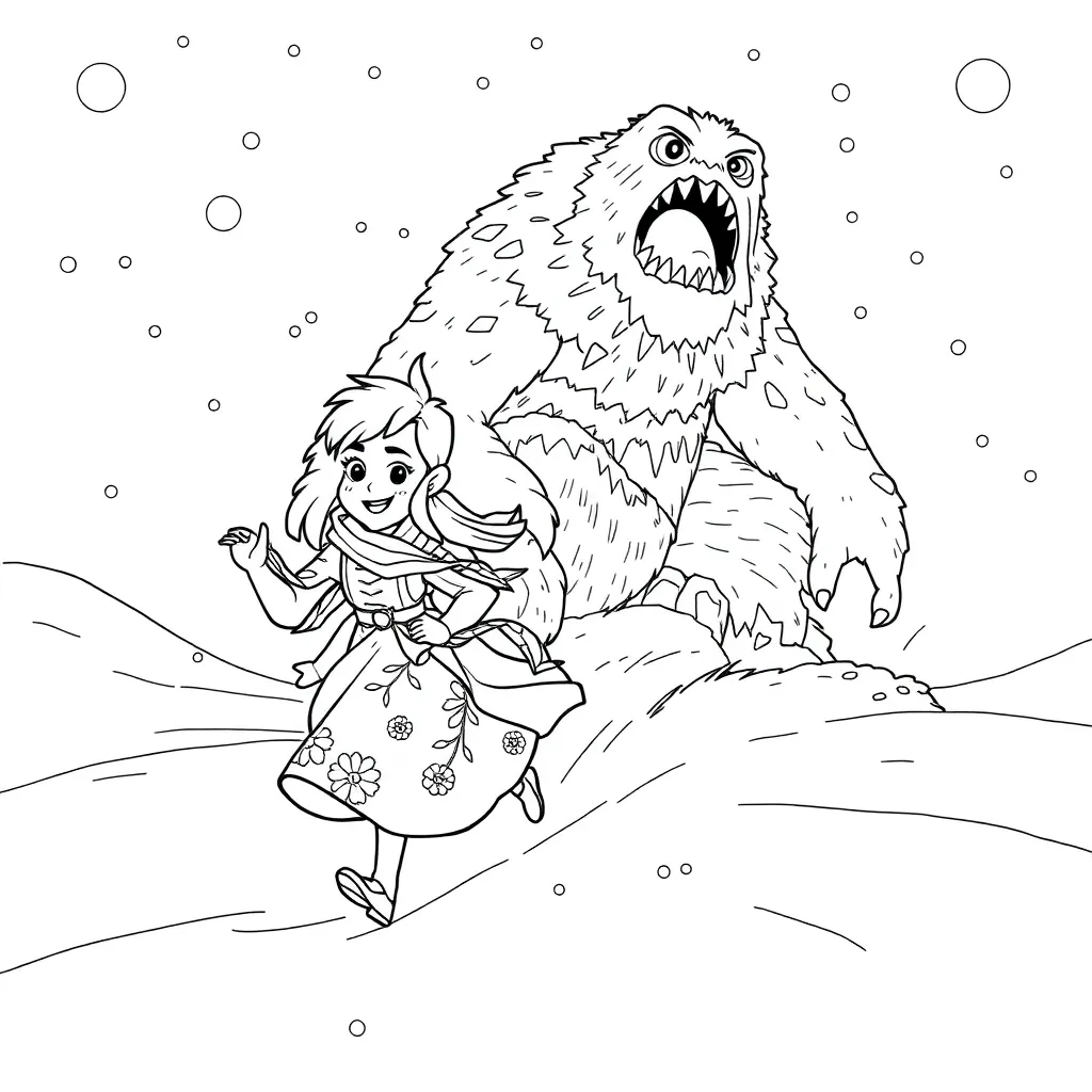 Frozen Sneeuwmonster Avontuur Winter Nordic Actie coloring page for children