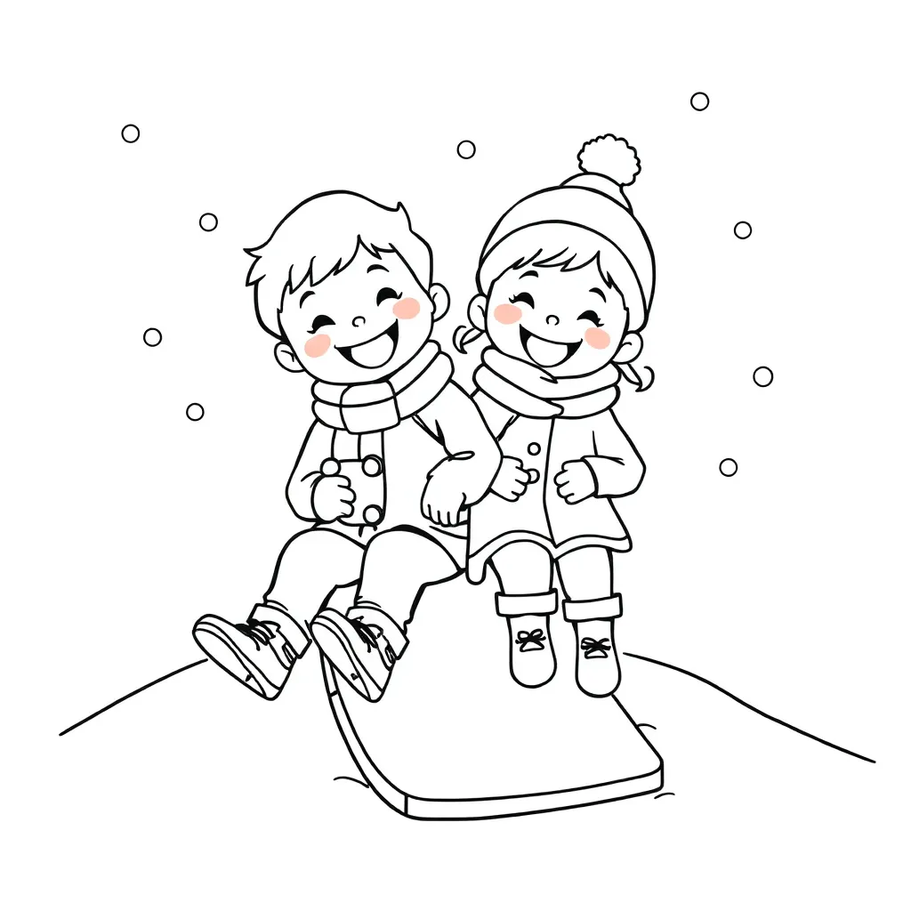 Frozen Winter Glijbaan Kinderen Sneeuw coloring page for children