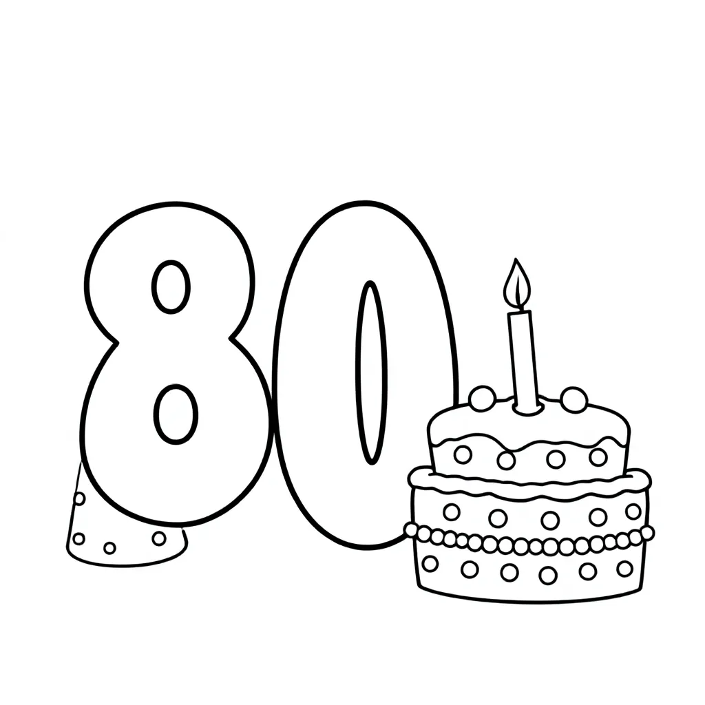 gelukkige 80e verjaardag meme coloring page for children