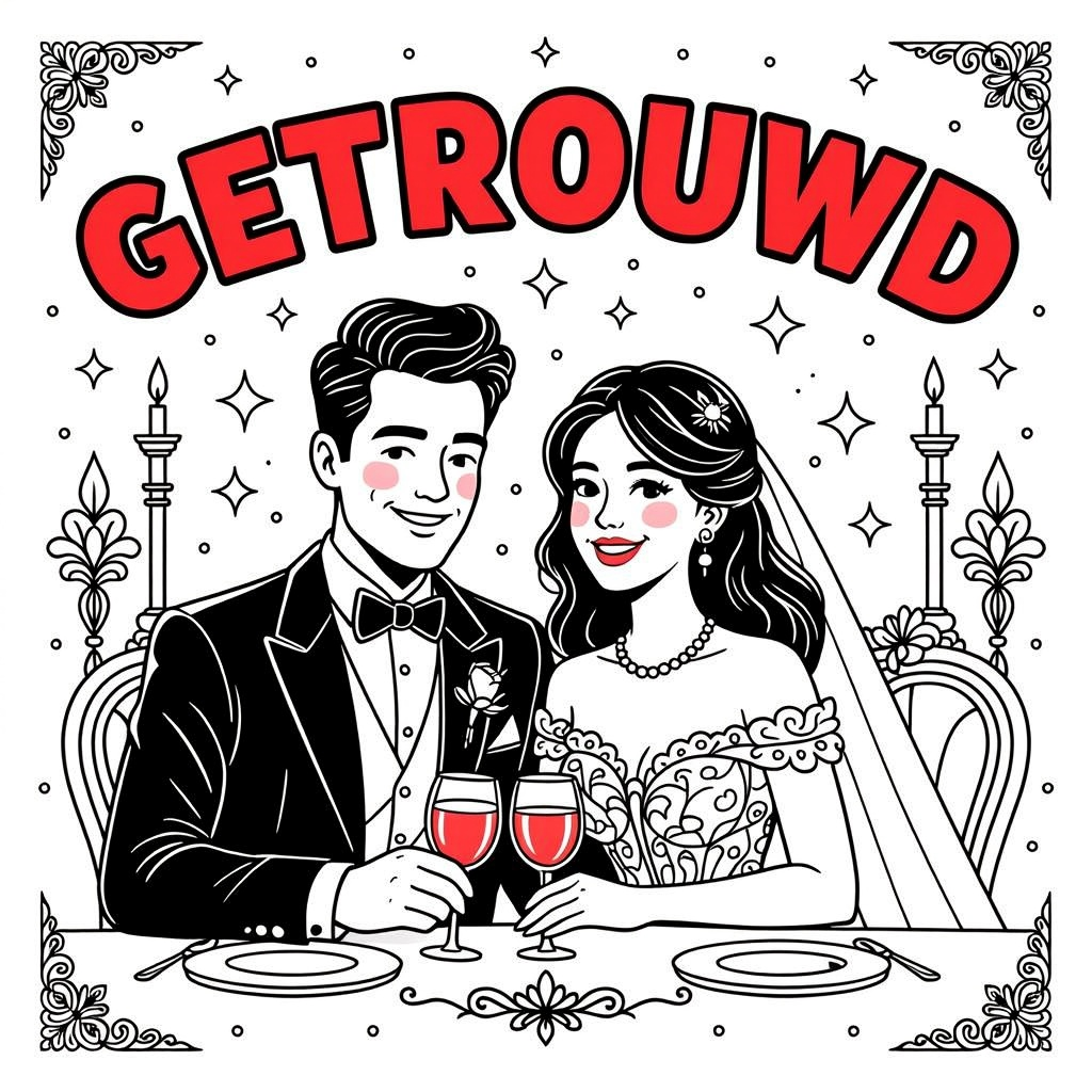 getrouwd stel coloring page for children