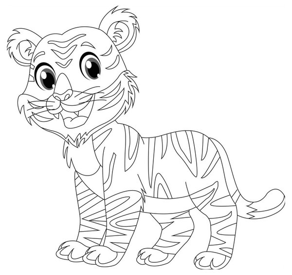 Feuille de coloriage Bébé Tigre Heureux