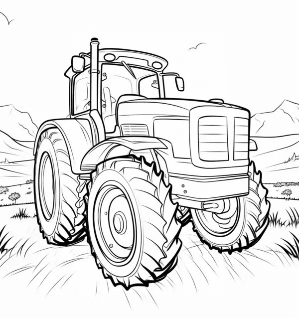 Gran Tractor En Un Campo coloring page for children